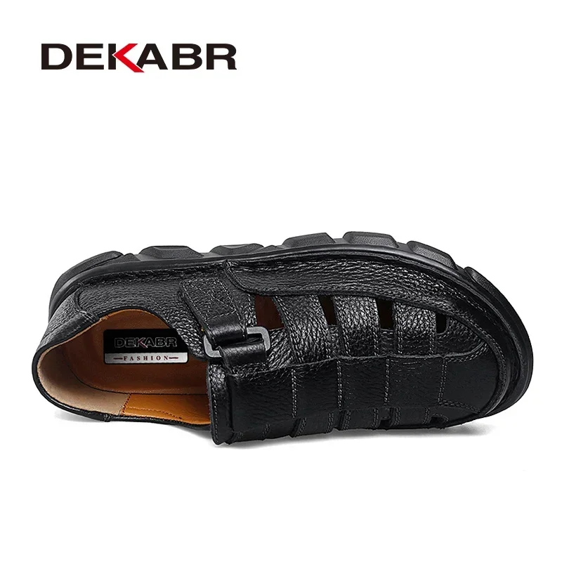 DEKABR Summer Genuine Leather Men Sandals Quality Classic Outdoor Beach Walking Breathable Shoes Big Plus Size 38-47