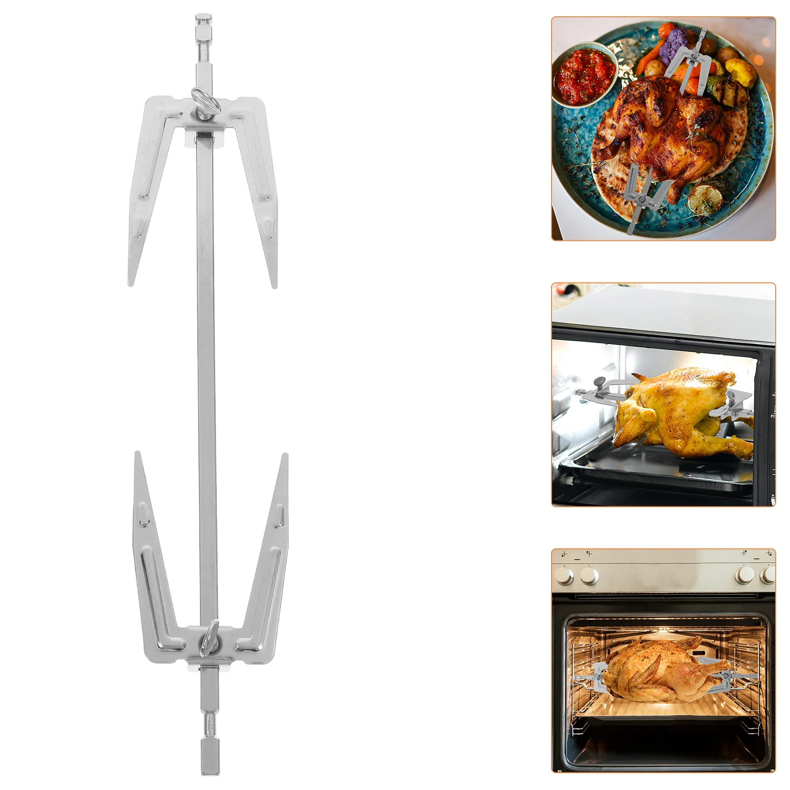 

Rotisserie Spit Roast Chicken Fork Rotary Tool Suite Meat Fish Grilled Stainless Steel Kettles