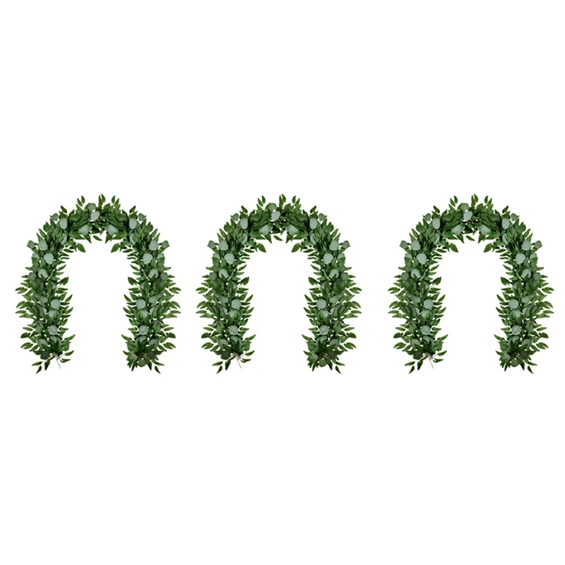 

New-3X Artificial Eucalyptus And Willow Vines Faux Garland Ivy For Wedding Backdrop Arch Wall Decor Table Runner Vine