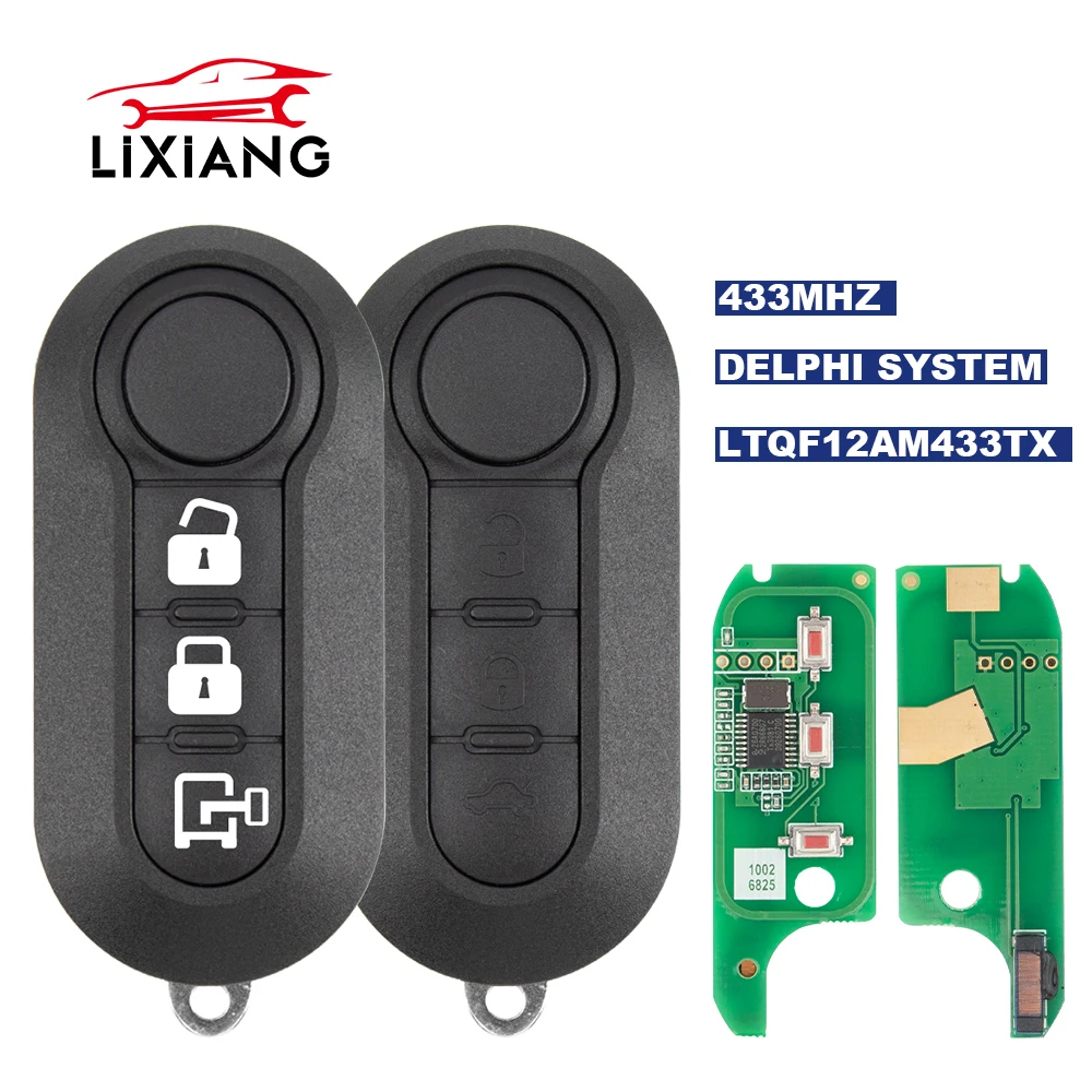 LIXIANG Key For Fiat MPV Bravo 500 Doblo Qubo Grande Punto Dodge Ram 433.92Mhz ID46 Chip Delphi Marelli BSI System LTQF12AM433TX