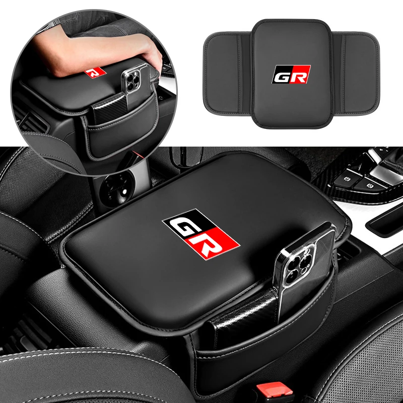 Leathers Car Armrest Box Pad Auto Armrest Mat For Toyota GR Yaris Sport Gazoo CHR Cross RAV4 Prius Racing Corolla Supra 86 Hilux