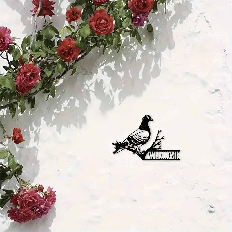 CIFBUY Wrought Iron Wall Art with Dove Welcome Sign Rustproof Metal Decor for Front Door Porch Yard Farmhouse Outdoor