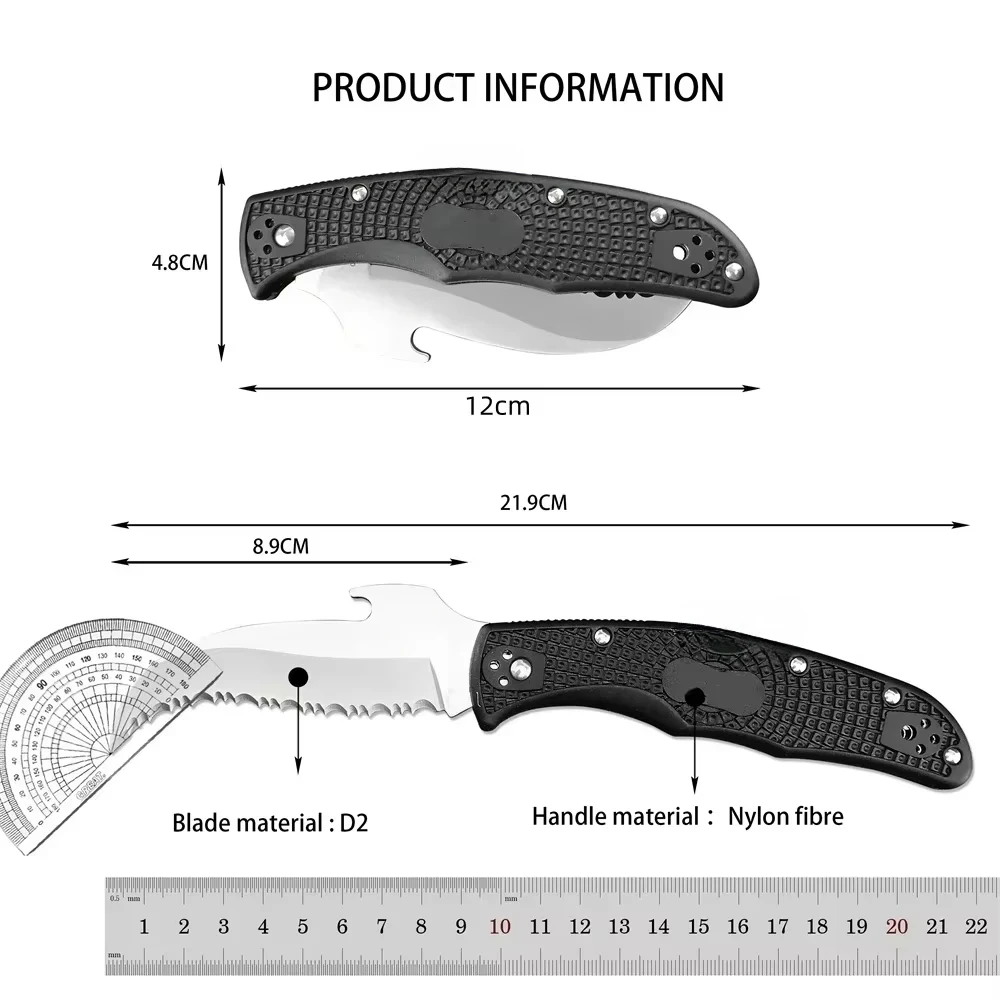 C-12S Tragbare Küche Klapp Taschenmesser Hohe Qualität D2 Klinge Nylon Faser Griff EDC Täglichen Gebrauch Schneiden Werkzeuge Obst Messer