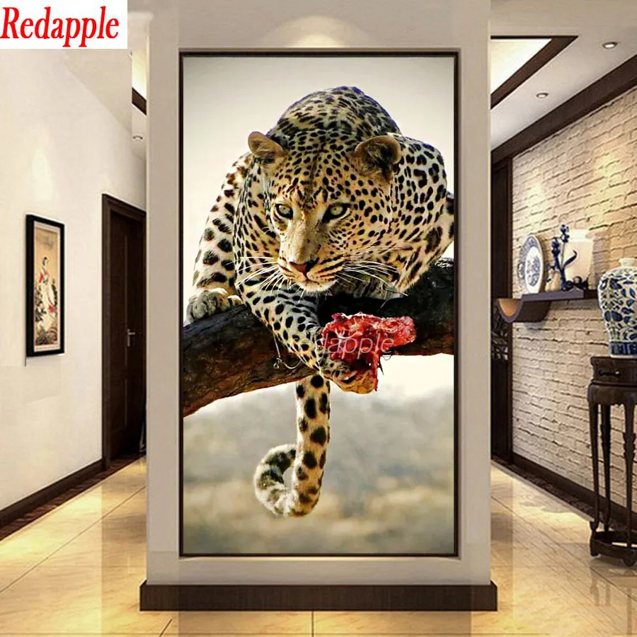 large size 5D Diy Diamond Painting Cross Stitch full Square round  Diamond Embroidery leopard panther Swallow picture Decor art