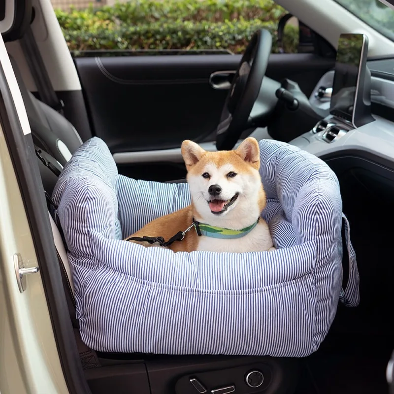 Imagem -02 - Assento de Carro Cão Listrado com Alças Assento Booster Macio para Cães Pequenos e Médios e Grandes e Gatos Bolsa para Animais de Estimação Único