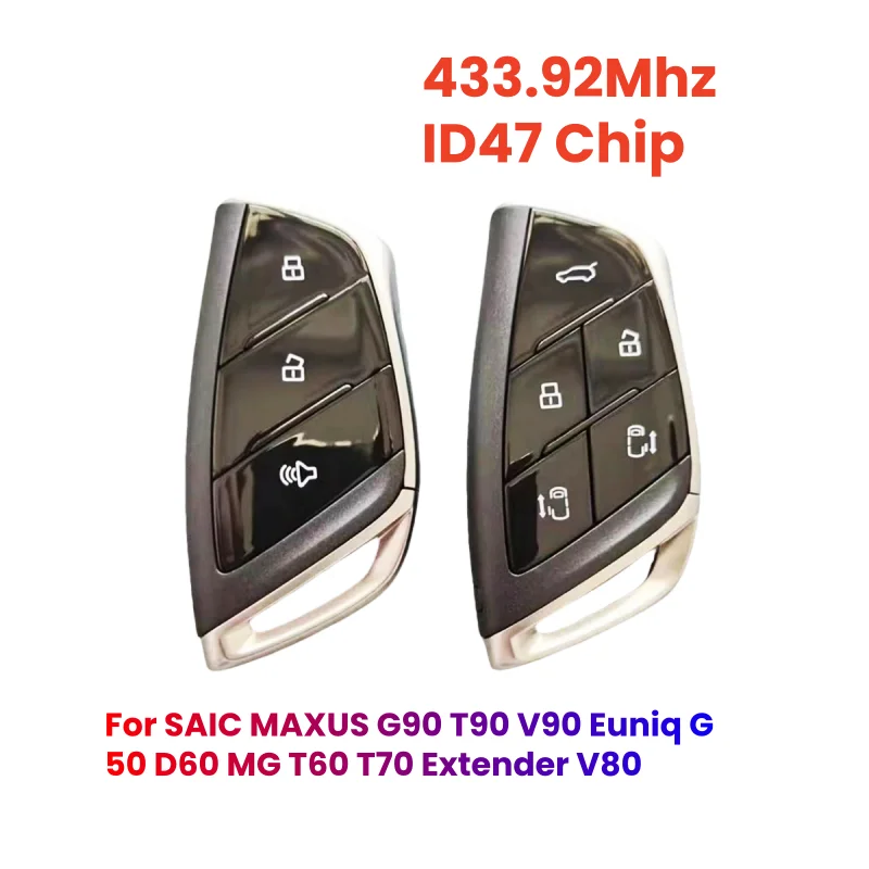 Peter-key Smart Remote Key 433.92Mhz ID47 Chip for SAIC MAXUS G90 T90 V90 Euniq G50 D60 MG T60 T70 Extender V80 Car Intelligen