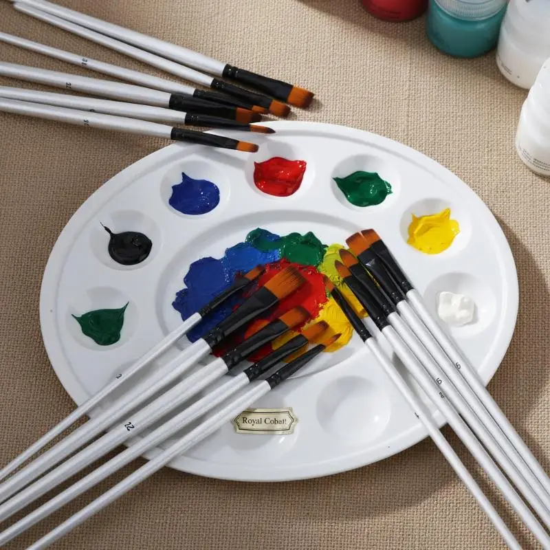 12 Pcs Cost-Effective Paint Brushes Set for Acrylic Oil Watercolor Painting Hobbyists Home Art Activities