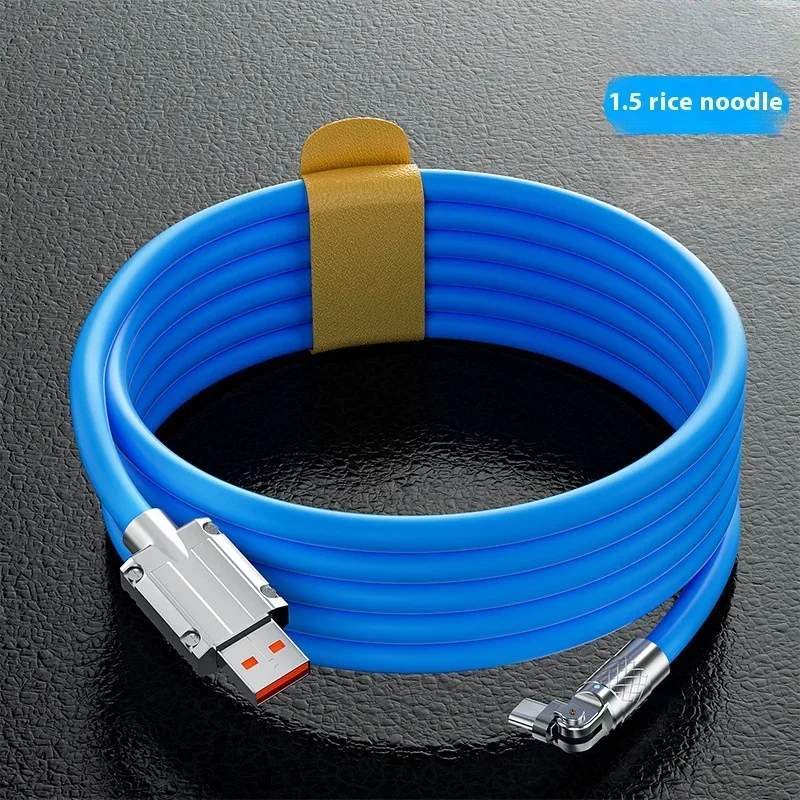 Blue Orange 120w Rotating Elbow Super Fast Charging Data Cable Liquid Soft Rubber Bold Suitable For Huawei Xiaomi Samsung