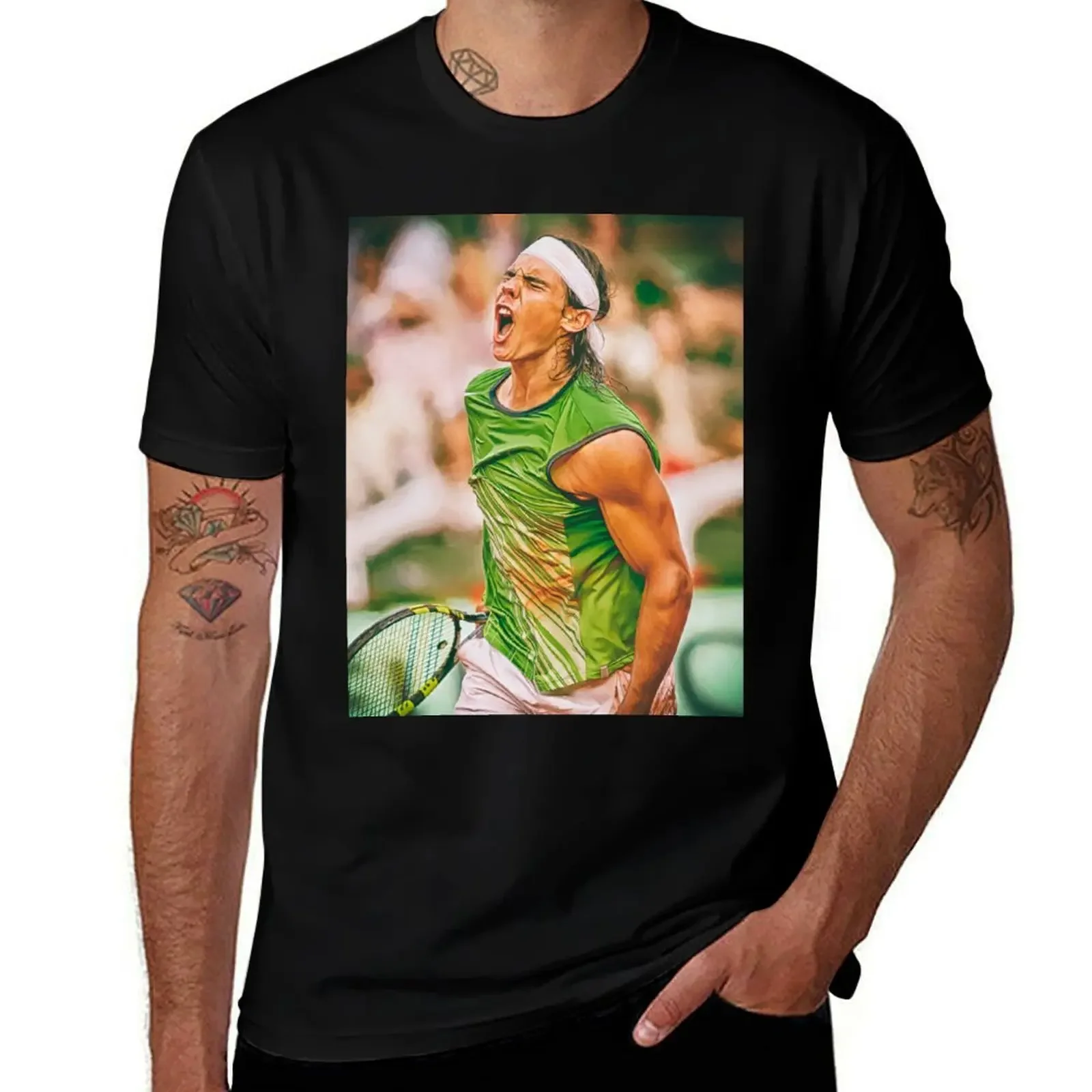 Rafael Nadal come on roar RG French Open 2005. Digital artwork print wall poster. Tennis fan art gift. Vamos Rafa. T-Shirt