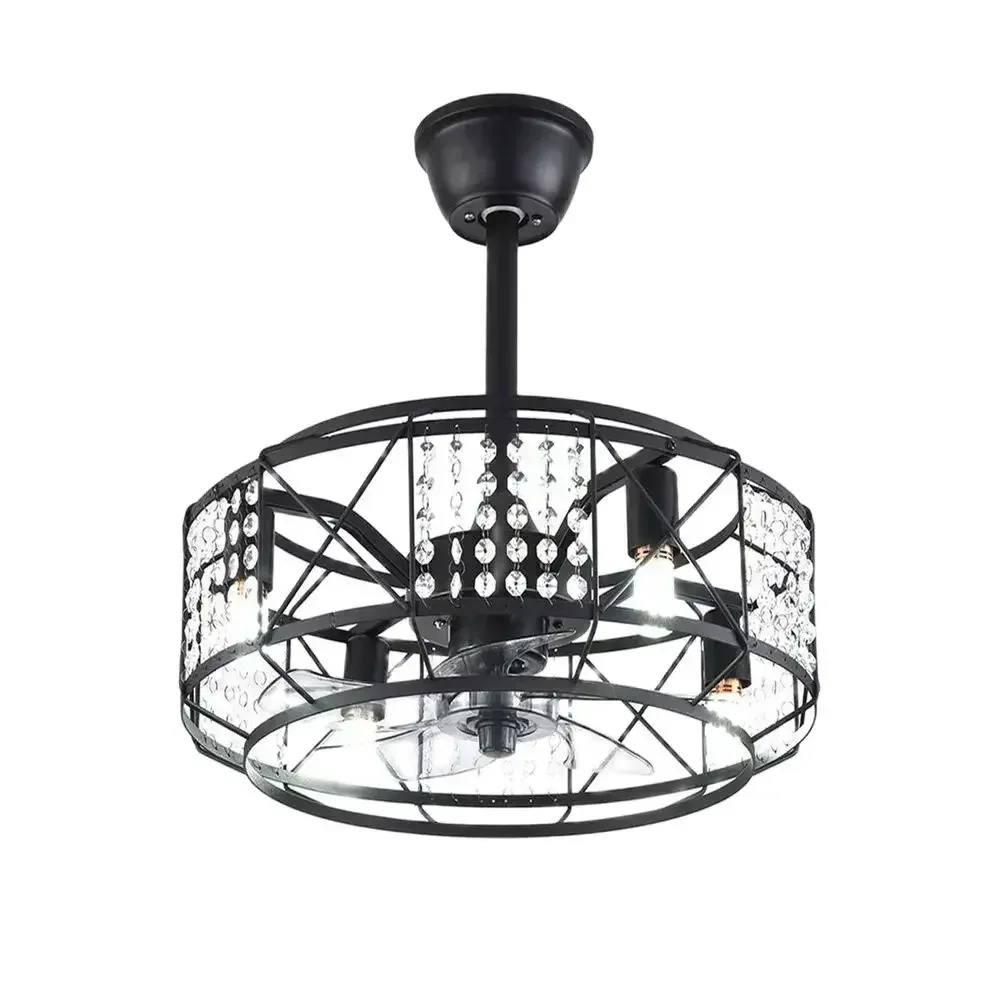 

Farmhouse Caged Ceiling Fan Lamp with Light – 3 Speed Remote Control, Enclosed Design