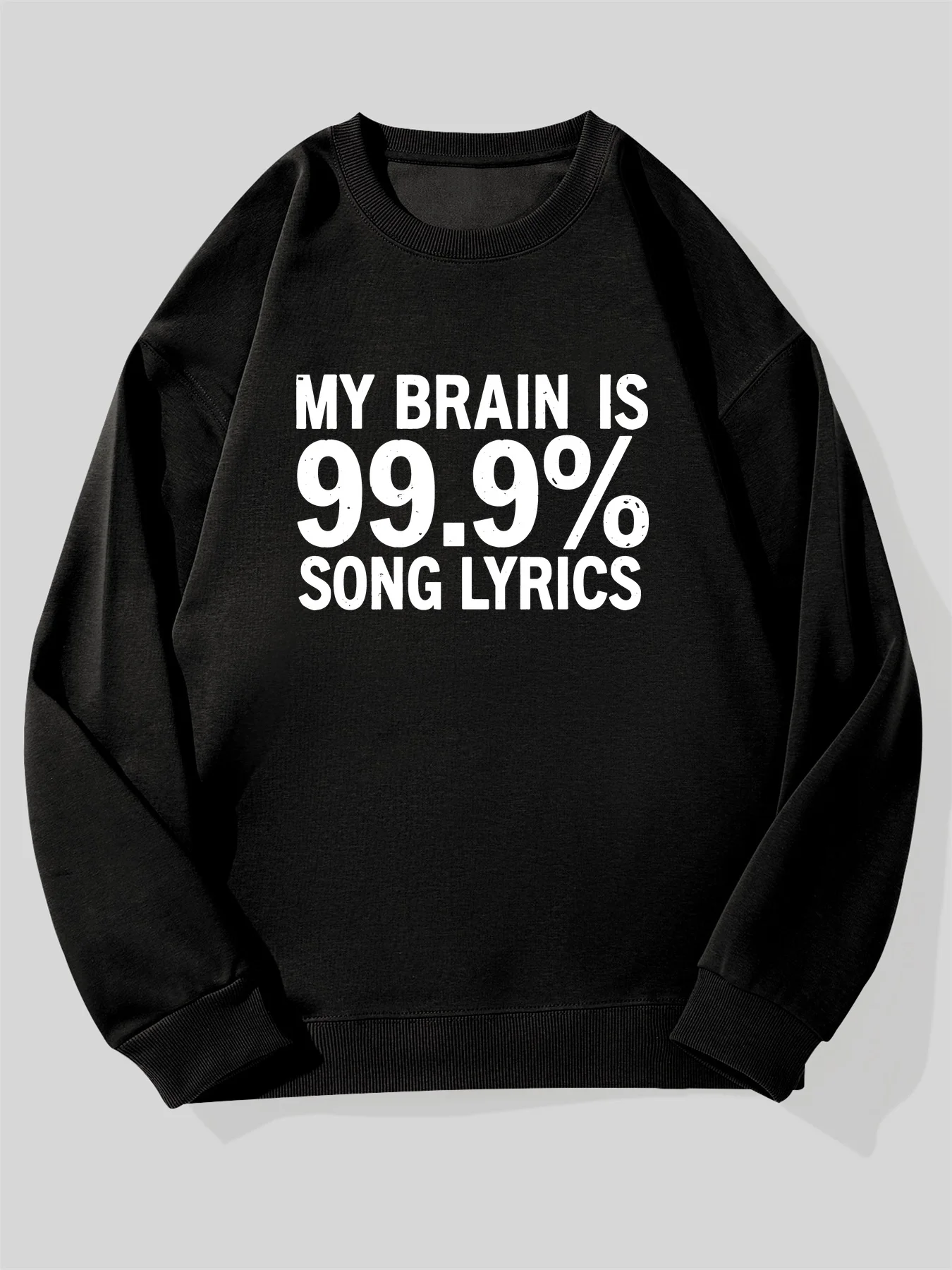 

Мужская толстовка с забавной музыкальной лирикой — слоган «My Brain is 99% Song Lyrics», большой черный свитер с белым текстом
