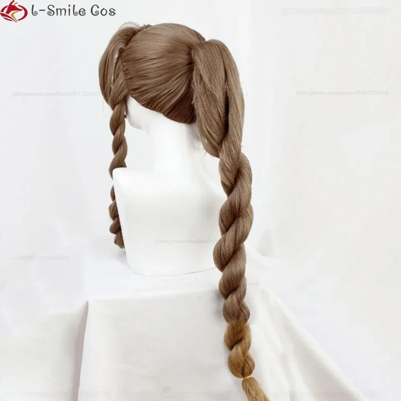 Game FFVII Cosplay Aerith Gainsborough Wig FF VII Brown Heat Resistant Synthetic Halloween Party Wigs + Wig Cap