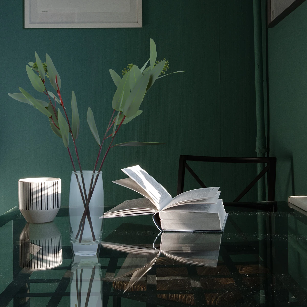 

Simulated Eucalyptus Leaves Waterproof Artificial Plants Faux Greenery Stems Fake Grass for Decoration Pixel Cloth