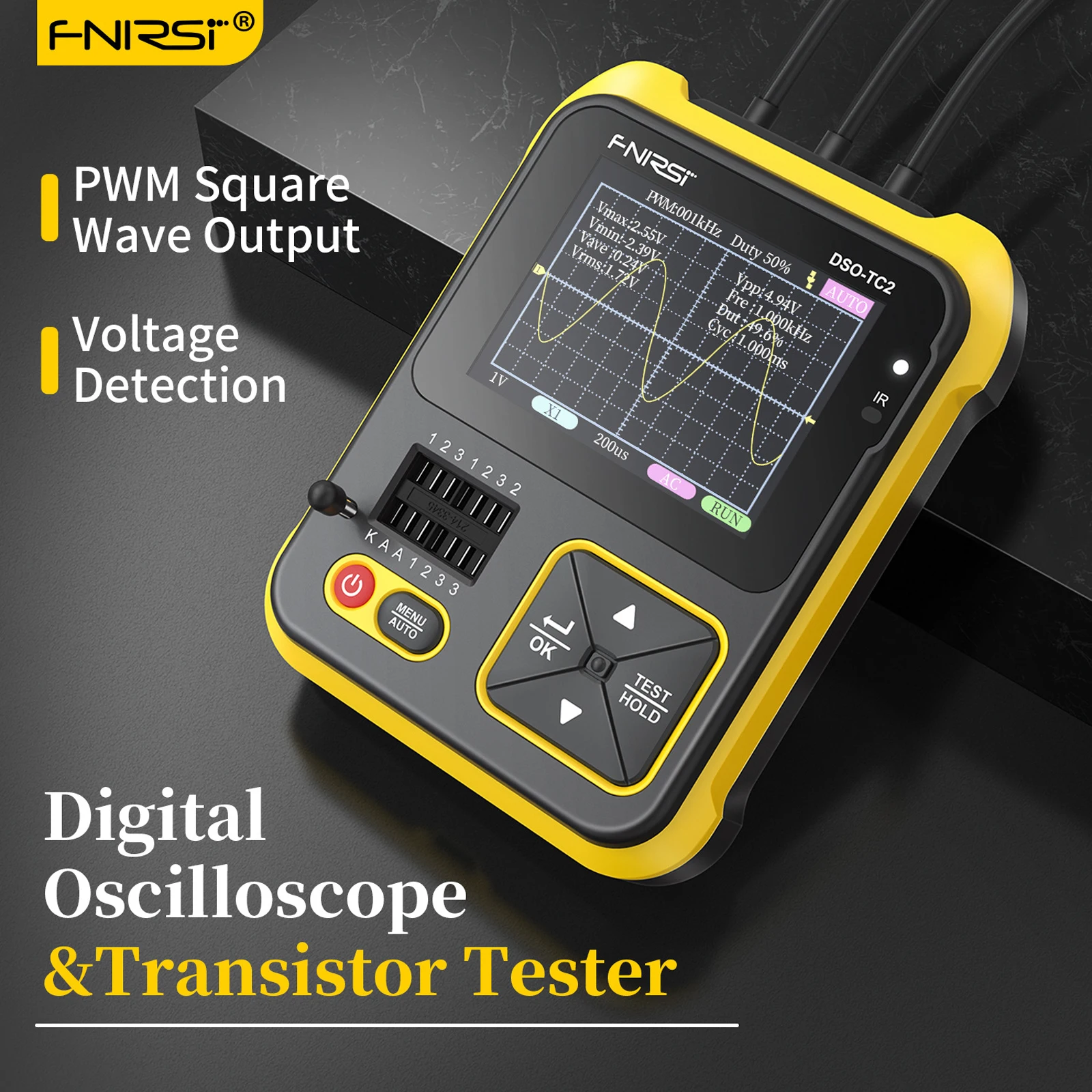 FNIRSI DSO-TC2 2 in 1 Multifunction Electronic Component Tester Digital Oscilloscope Transistor Tester Function Signal Generator