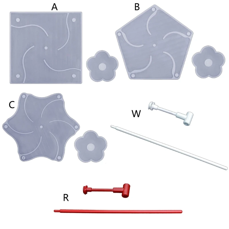 R3MC Four-leaf Five-leaf Six-leaf Windmill Silicone Molds DIY Desktop Ornament Molds