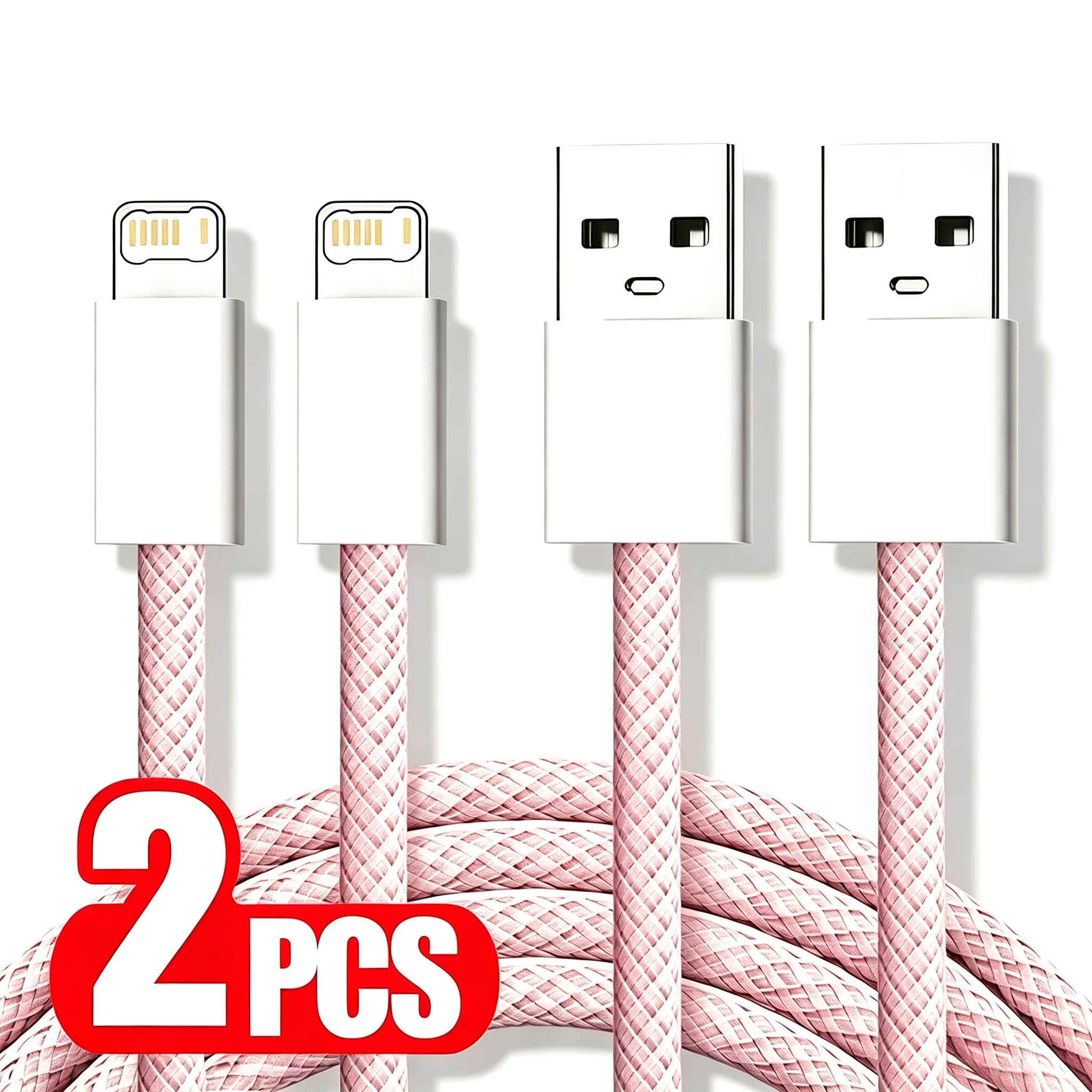 Câble tressé USB 20W pour charge rapide, 2 pièces, pour iPhone 13 14 Pro Max 11 12 mini X XR XS Max 6 6S 7 8 Plus, câbles de données à charge rapide