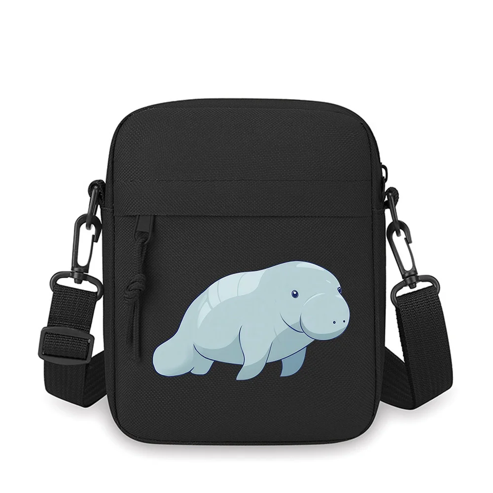 

Cartoon manatee creature illustration cute Men Crossbody Bag Single Shoulder Women Cartoon Anime Film Printing Design Unisex