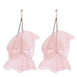 Badu Handmade Colorful Flower Earrings for Women Bohemian Fabric Holiday Jewelry 2023 Trendy Long Dangling Earrings Wholesale