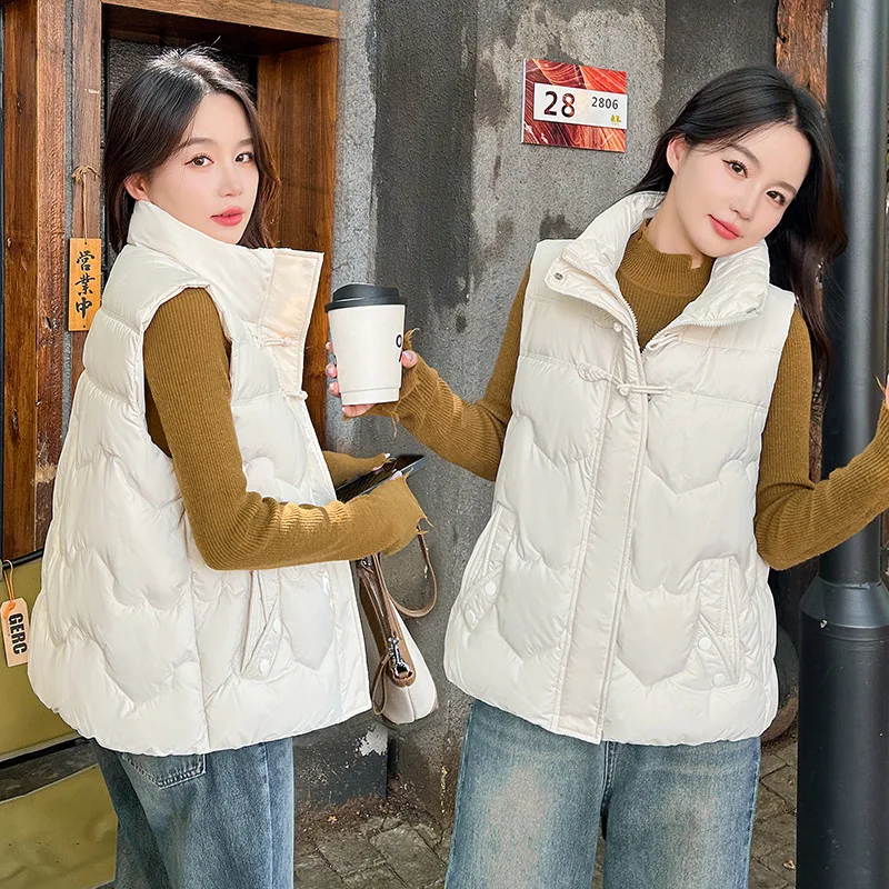 2025ใหม่ฤดูใบไม้ร่วง/ฤดูหนาวผู้หญิงผ้าฝ้ายเสื้อกั๊กเสื้อแขนกุดอบอุ่นลงผ้าฝ้ายเบาะCoats ParkerหญิงWaistcoat chaleco Mujer