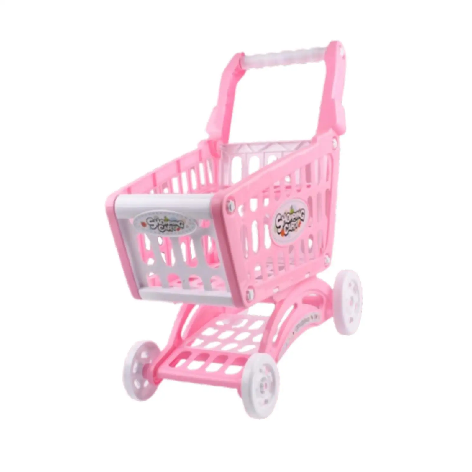Childrens Toy Shopping Cart with Basket for Supermarket Pretend Play Fun Educational Push Trolley for Toddlers Age 2 Plus Girls