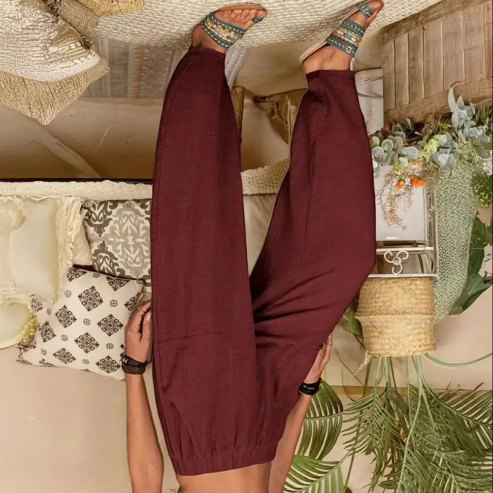 

Women Pants 2026 Casual Women Harem Pants Summer Female Cotton Linen Loose Wide Leg Long Pants Homewear Multi-color Bottoms