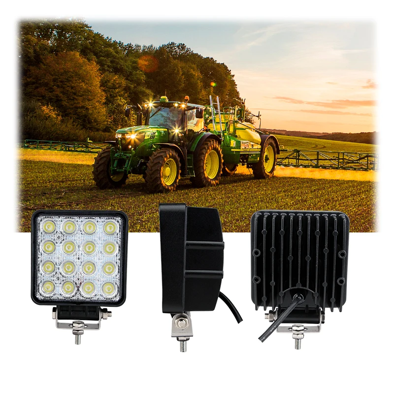 ECE E9 Trator Off-Road Duas Pesadas Led Luz de Trabalho 48W Flood/Spot Feixe 4.3 Polegadas Quadrado Led Lâmpada de Trabalho