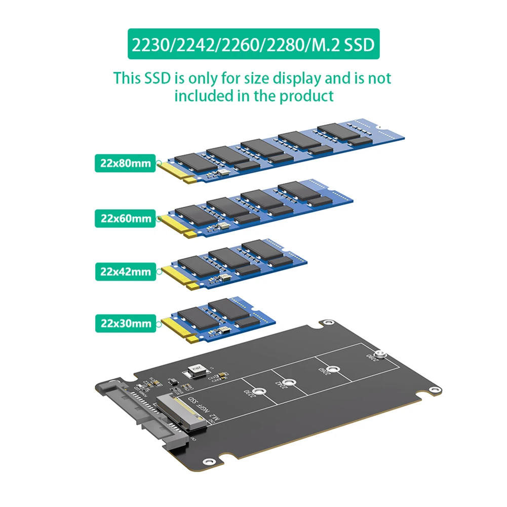 M.2 NGFF B مفتاح إلى 2.5 بوصة III SATA SSD الضميمة 6Gbps القرص الصلب الضميمة SSD صندوق خارجي ل 2230 2242 2260 2280 M.2 SSD