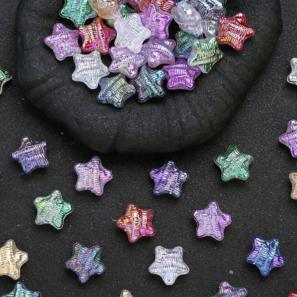 10 Stück 19mm Aurora UV-beschichtete Acryl-Sternperlen Bunte Sternanhänger für DIY-Bastelarbeiten und Schmuckherstellung Zubehör – Detail 5