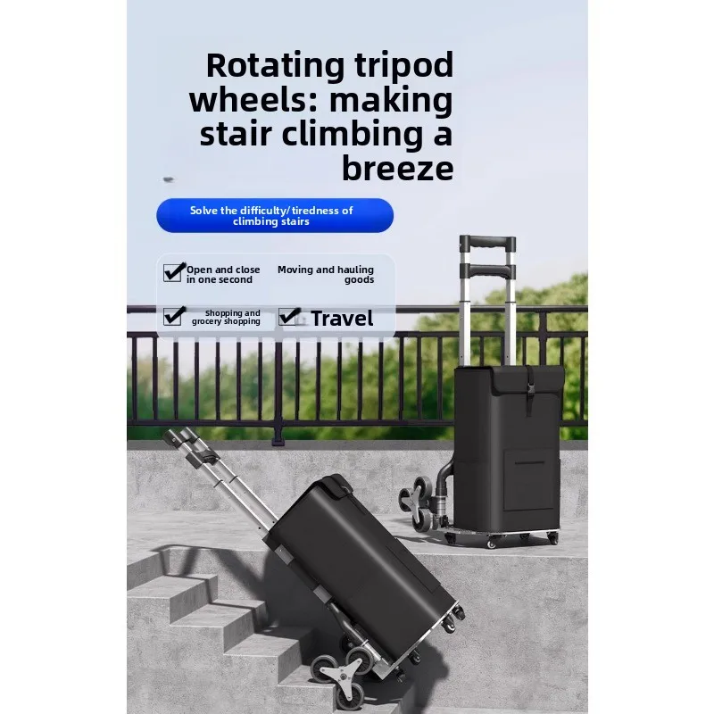 Foldable Hand Truck Shopping Luggage Parcel Carrier Lightweight Portable Stair Climbing Trolley