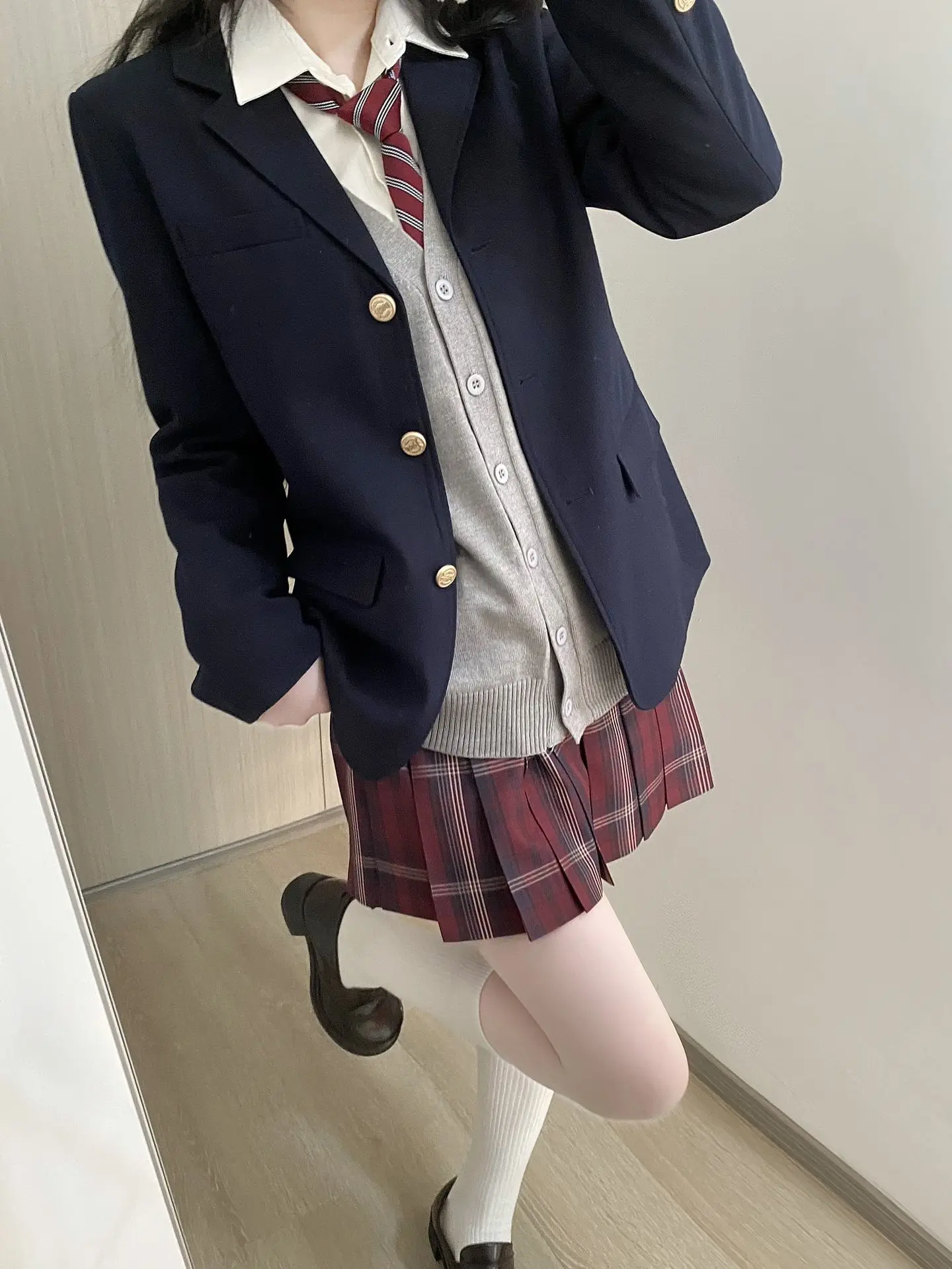 

College Sle Women's orm Set Jaet Skirt Two-Piece Suit Long Sve High Waist Warm ating Pattern Spring Autumn Wear