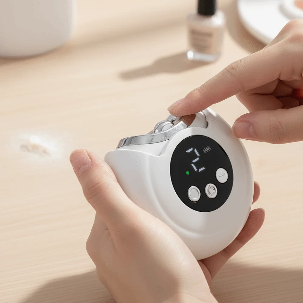 Apontador de unhas elétrico de design portátil multifuncional recarregável moedor de unhas elétrico anti-respingo recurso de polimento de design