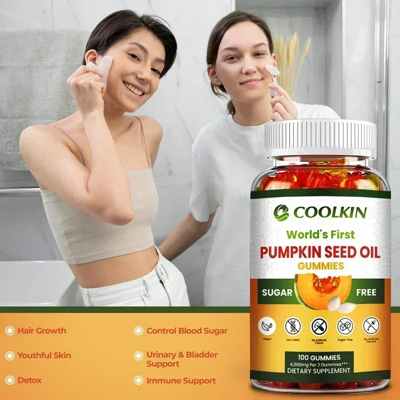 

Pumpkin Seed Oil Gummies - Contains Omega 3, Omega 6, Promotes Hair Growth, Urinary Tract Support, Bladder Control