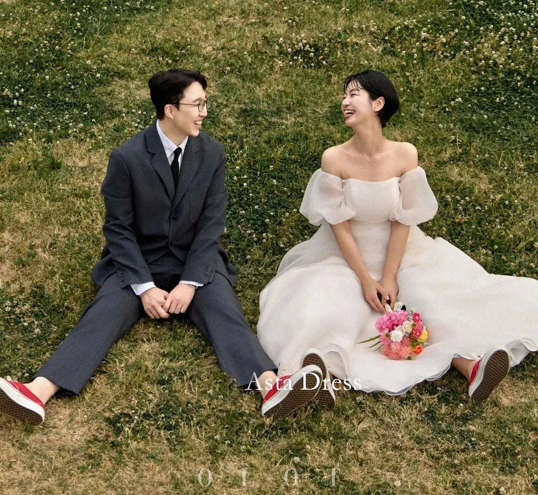 

OLOEY A Line Photoshoot Korean Wedding Dress Organza Simple Princess Customized Lace-up Classic Bride Dresses Bridal Gowns