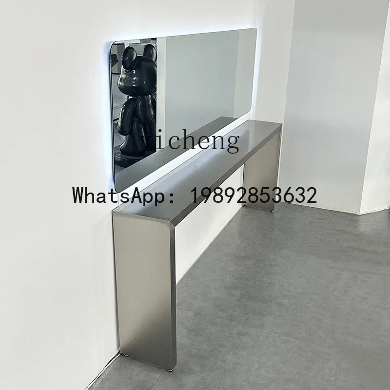 صالون الشعر الفولاذ المقاوم للصدأ بيرم وطاولة الصباغة إدارة مرآة الجدول تشيس مرآة قص الشعر كونترتوب متكامل #5