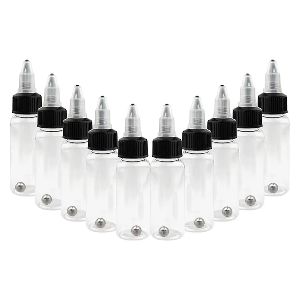 10 قطعة 30/50/60/120/250 مللي قابلة لإعادة التدوير واضح الوشم البخاخة الحبر الصباغ قابلة لإعادة التدوير للعصر الطلاء زجاجات فارغة