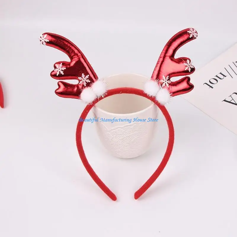 

E56A Christmas Animal Deer Horns Headwear Fawn Horn Antlers Hair Hoop Party Headdress