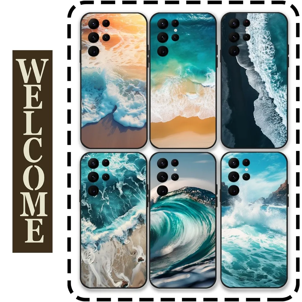

The Waves Ocean Water Phone Case for Samsung Galaxy S24 Ultra S22 S23 Ultra S21 S20 5G Protective Silicone TPU Funda