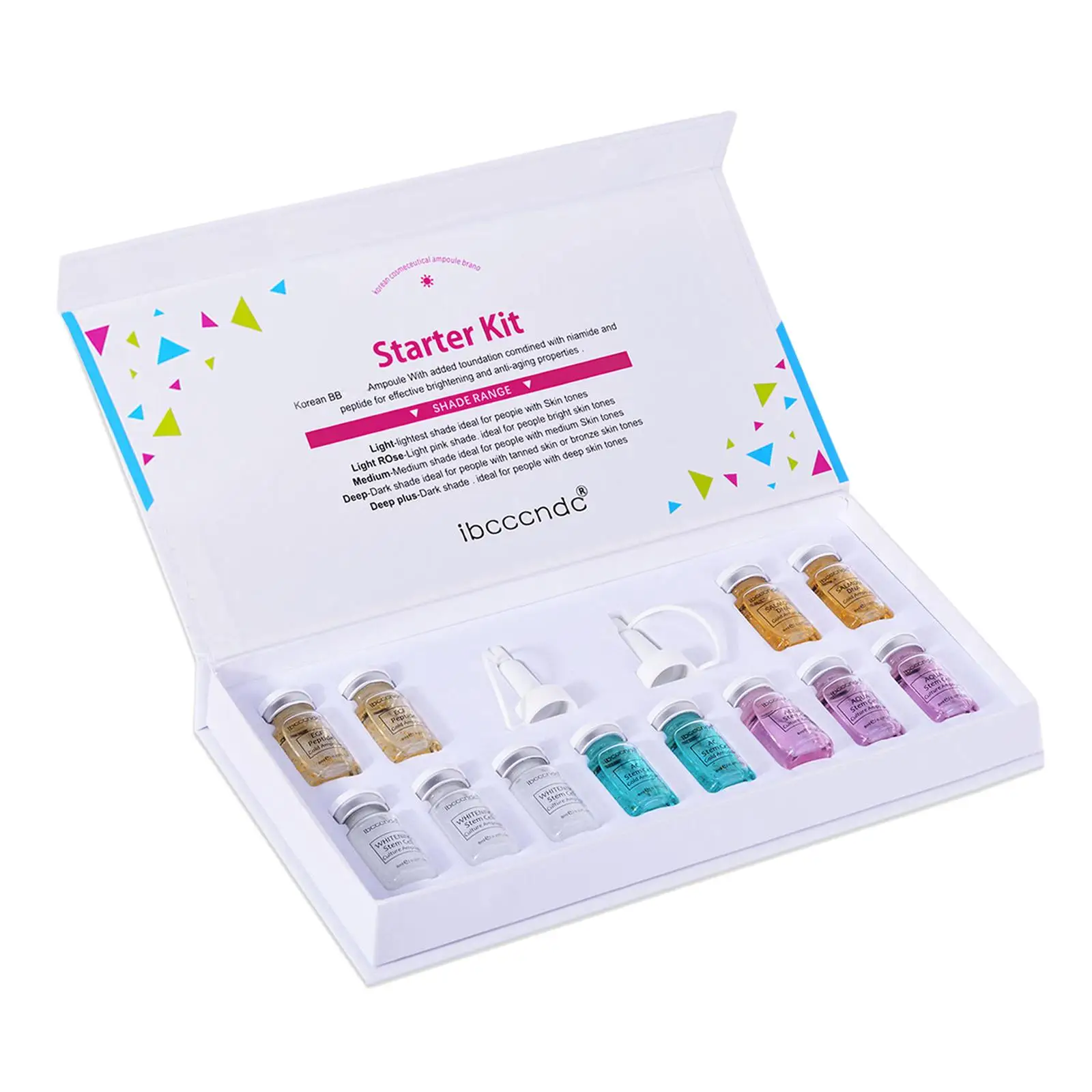 8ml Ampoule Serum 12pcs BB Cream Starter Kit White Mix Serum Add Foundation Niacinamide for Whitening Brightening