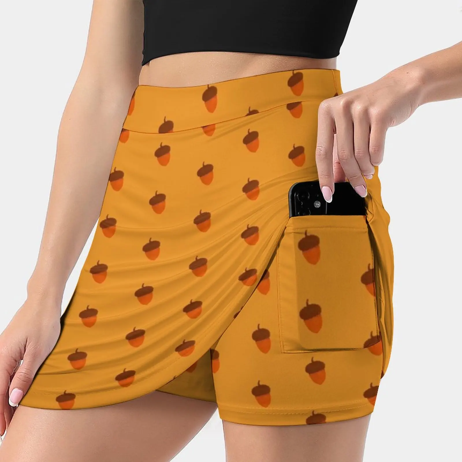 

Acorn Women's skirt With Hide Pocket Tennis Skirt Golf Skirts Badminton Skirts Running skirts Acorn Oak Fall Autumn Plant