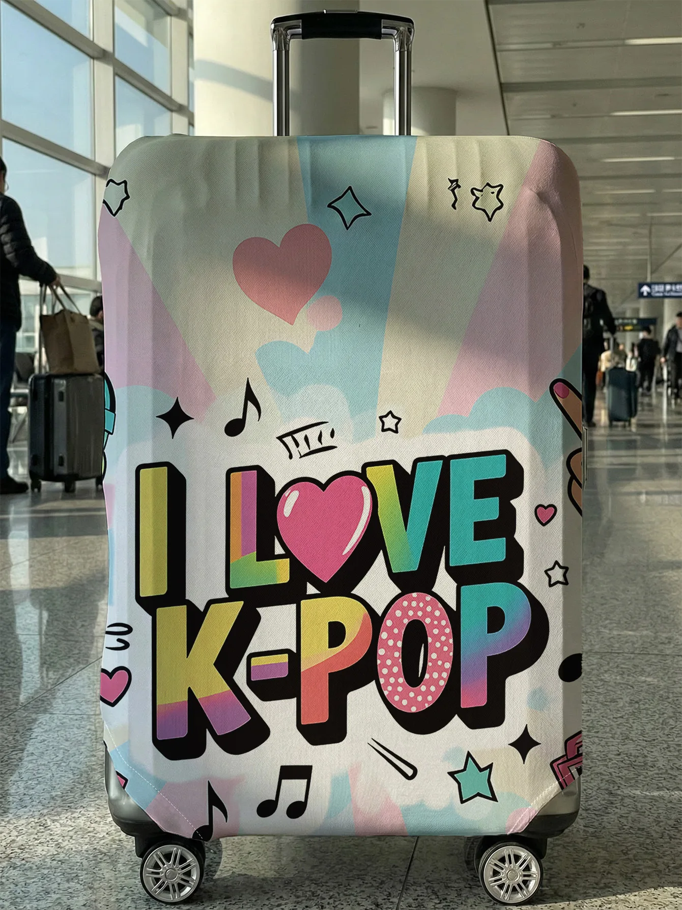 

Чехол для багажа Macaron Color I LOVE K-POP, подходит для чемоданов 18-32 дюймов, чехол на ручку чемодана, дорожные аксессуары
