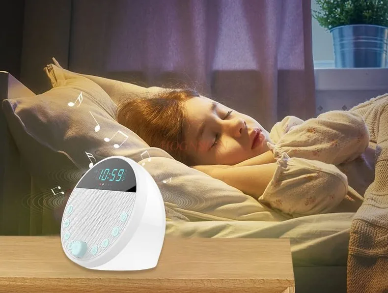 White noise sleep aid with alarm clock and recording function, colorful night light to improve insomnia