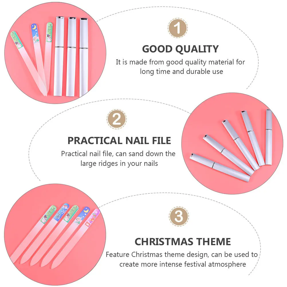 10 pezzi di lime per unghie in vetro tema natalizio robusto gadget per nail art set di strumenti per manicure e pedicure strumenti per pedicure strumenti per manicure