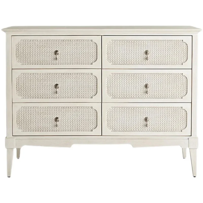 

Solid wood bedroom chest cabinet rattan retro living room TV cabinet entrance drawer storage