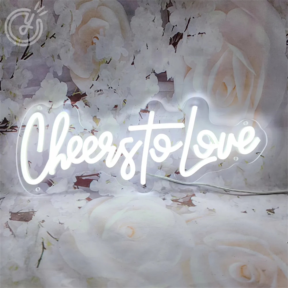 Cheers to Love LED Wedding Neon signboard Bedroom Wall Art Neon Decoration Anniversary Party Neon Sign Lights