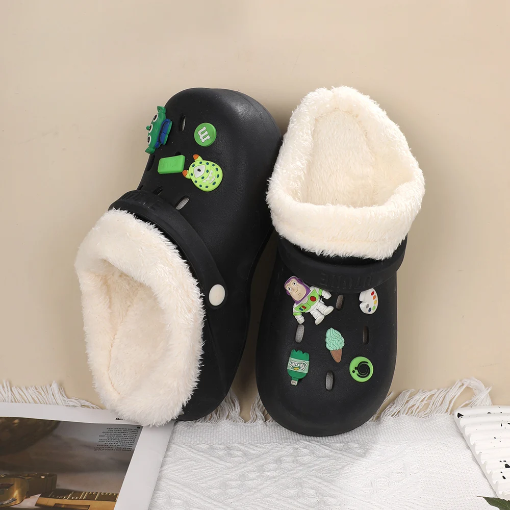 Inverno tenere in caldo breve inserti in peluche scarpe sottopiede staccabile pantofole termiche pelose zoccoli caldo addensare peluche copertura S-3XL dimensioni