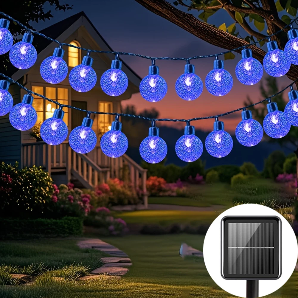 

2025 Solar Crystal Globe LED String Light LED Solar Outdoor Light Fairy Light Christmas Garland for Garden Christmas Party Decor