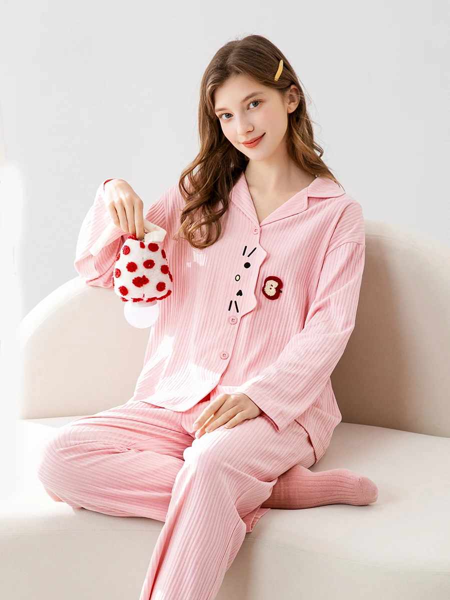 pyjama-pour-femmes-fenteng-anti-acariens-en-coton-pur-a-manches-longues-style-coreen-doux-et-mignon-vetements-de-maison-pour-le-printemps-et-l'automne