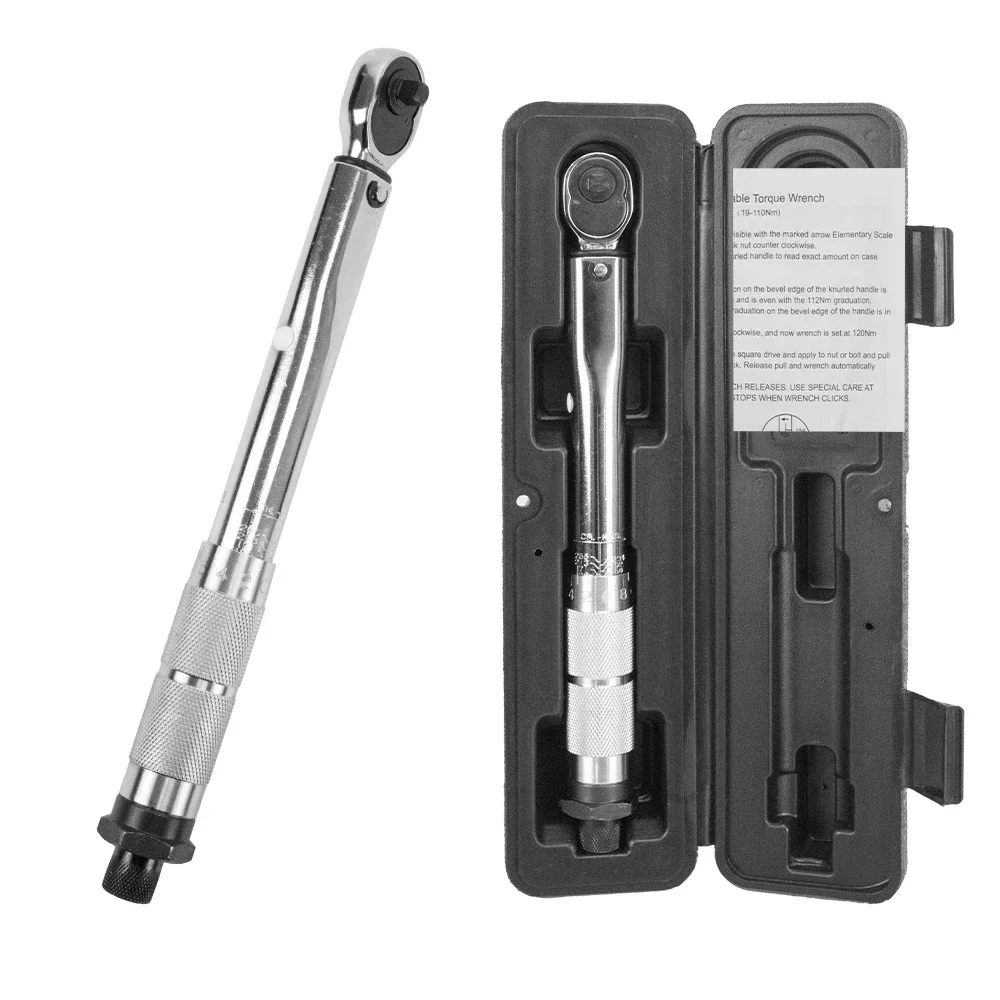 

Torque Wrench Set Professional Adjustable 1/4'' Drive Spanner Hand Tool with 3/8 Adapter Ideal for Cars Motorbikes and Bicycles