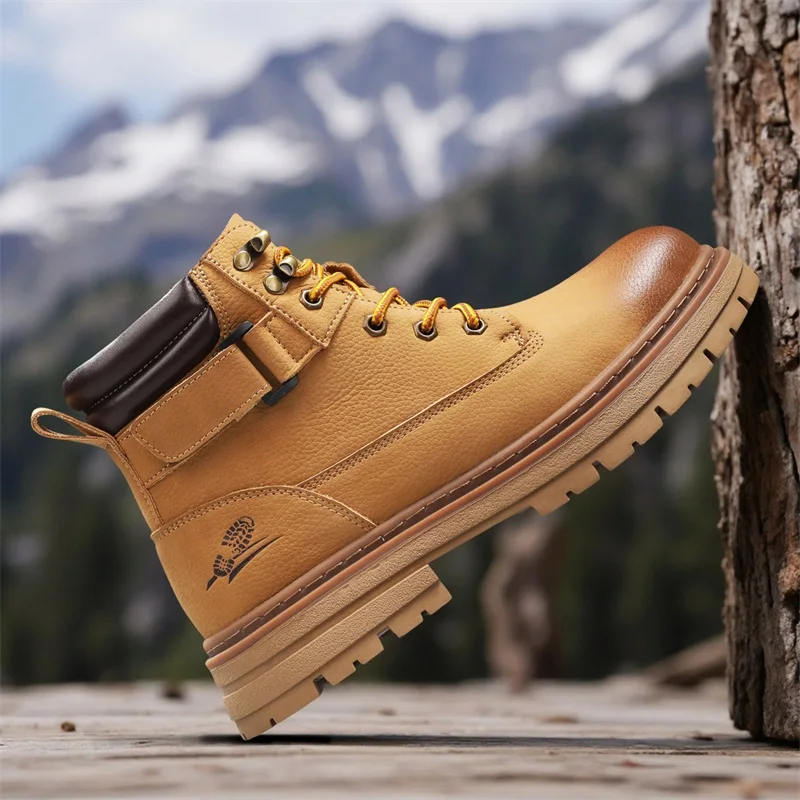 

2025 Новые уличные ботинки для мужчин, мотоциклетные ботинки в стиле панк с заклепками, лаконичные удобные рабочие ботинки, мужская повседневная обувь с высоким берцем