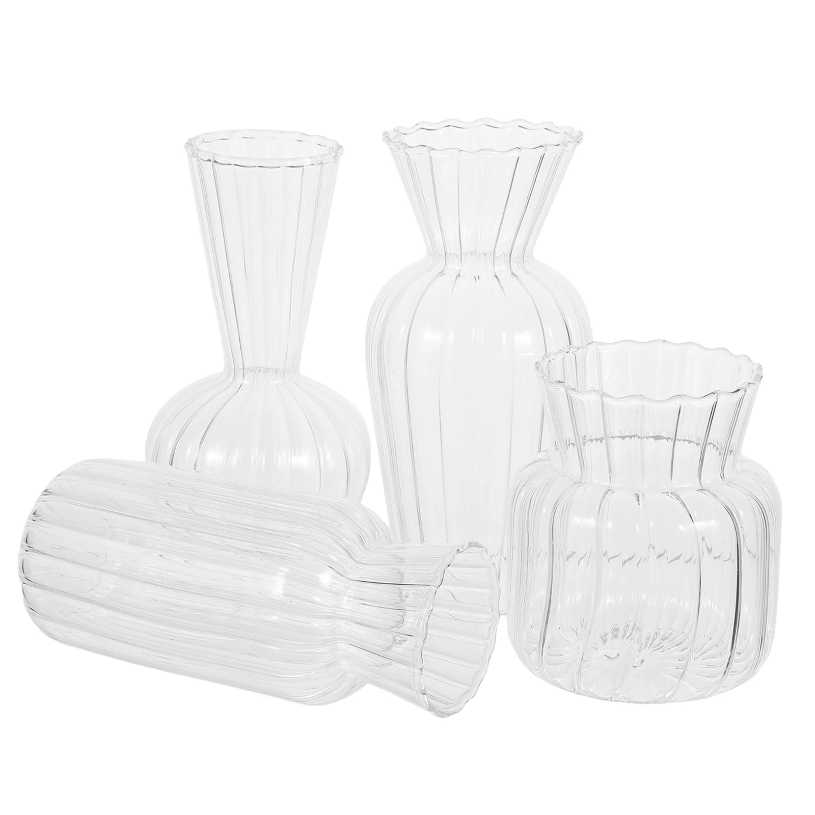 

4Pcs Handmade Glass Bud Vase Set Clear Small Floral Vases for Table Decoration Wedding Party Centerpiece Home Kitchen Decor